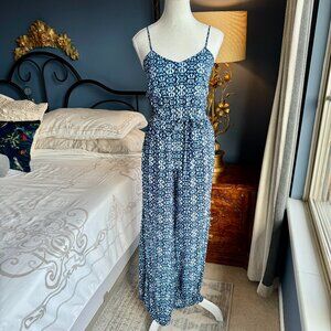 Blue Geometric Print Jumpsuit